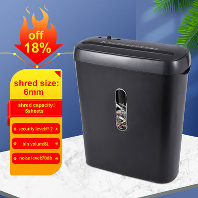 S636B Máquina de trituração de papel cortado em tiras de 6 folhas mini trituradora de papel A4 para utilizador de escritório em casa com caixa de 8L